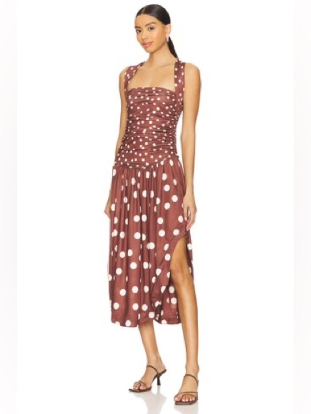 Free People ‘Raylon’ Midi Dress in Chocolate Combo - Picture 3 of 9